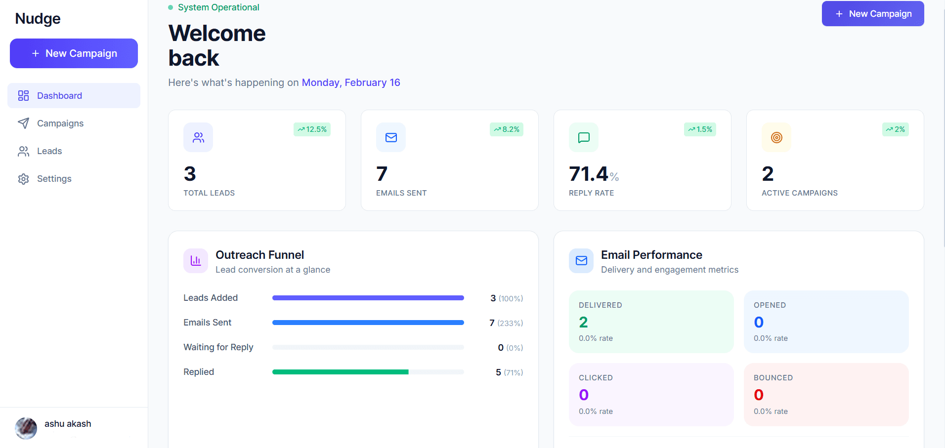 Nudge — interface screenshot